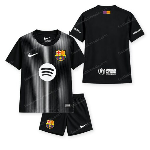 Barcelona Goalkeeper Black Kids Football Kit 25/26