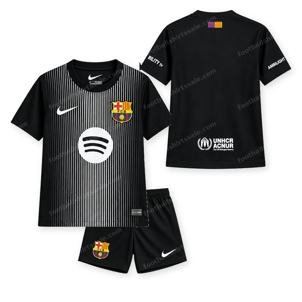 Barcelona Goalkeeper Black Kids Football Kit 25/26