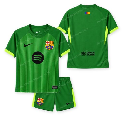 Barcelona Goalkeeper Green Kids Football Kit 25/26