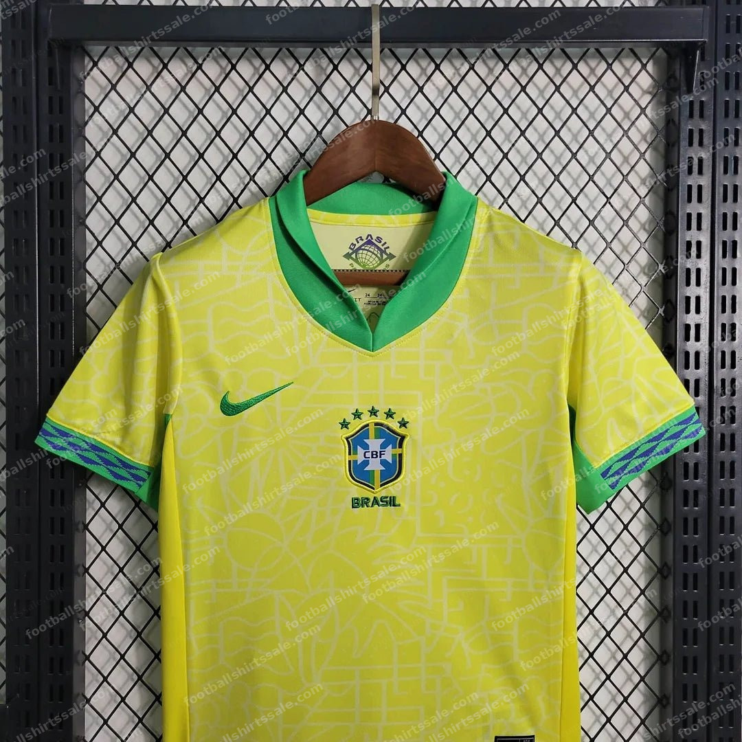2024 Brazil Home Football Shirt Kids Size 1:1 - Detail 2