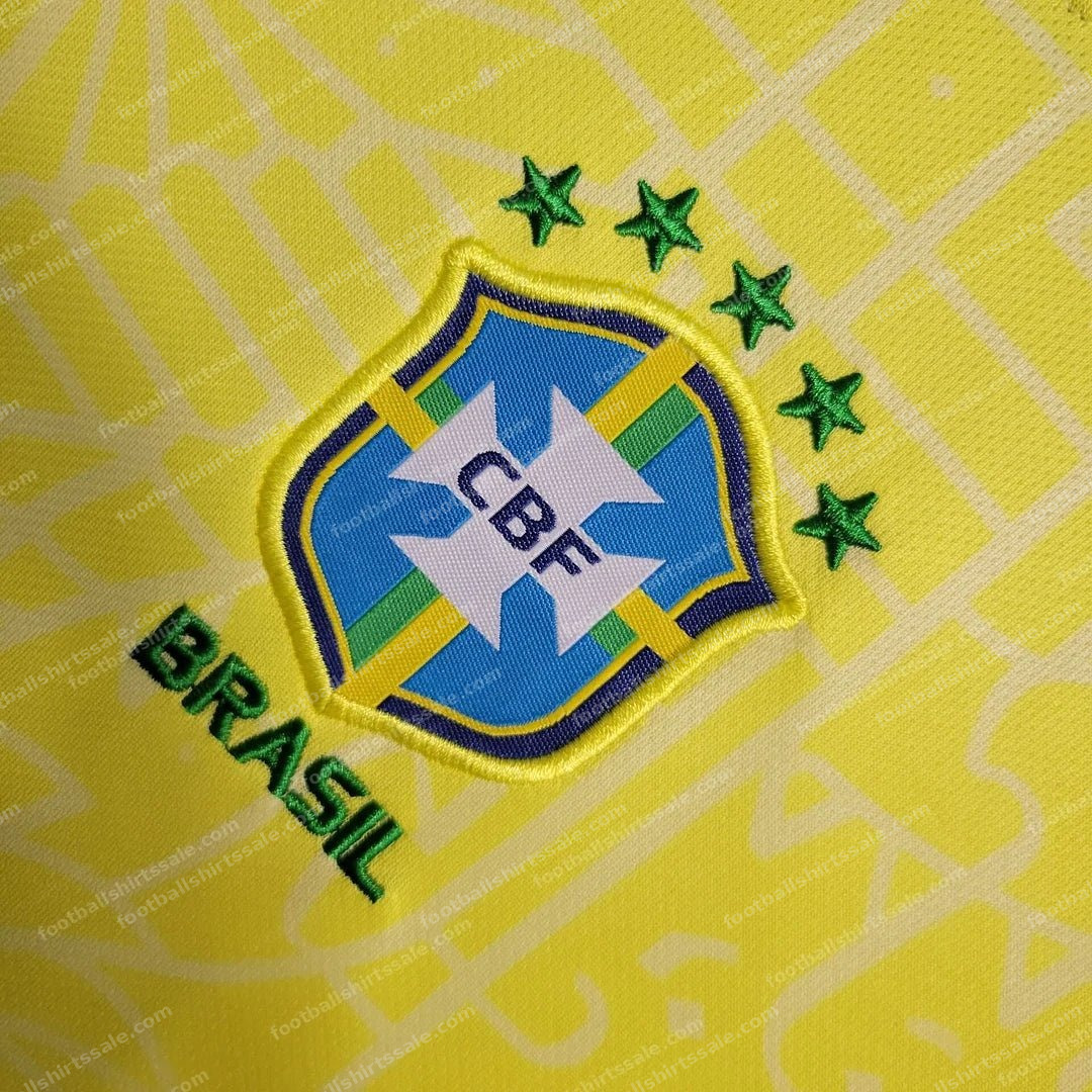 2024 Brazil Home Football Shirt Kids Size 1:1 - Detail 4