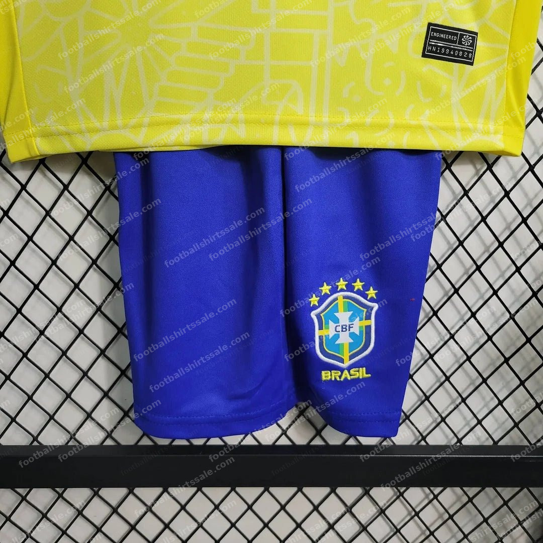 2024 Brazil Home Football Shirt Kids Size 1:1 - Detail 5