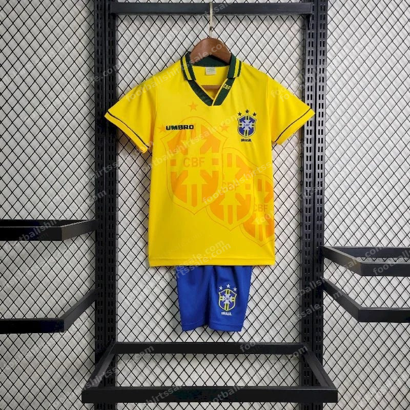 1994 Retro Kids Size Brazil Home Soccer Jersey