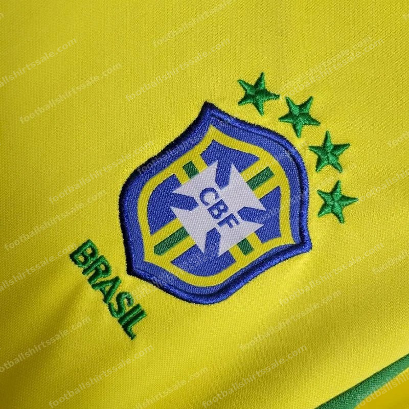 2002 Retro Kids Size Brazil Home Soccer Jersey - Detail 6