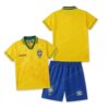 Brazil Retro Home Kids Football Kit 1994 Front and Back View