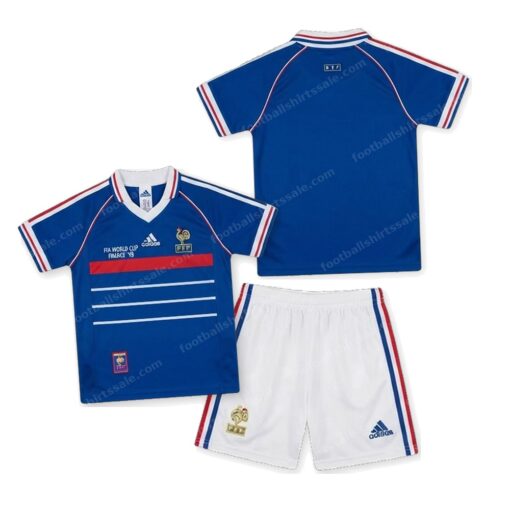 France Retro Home Kids Football Kit 1998