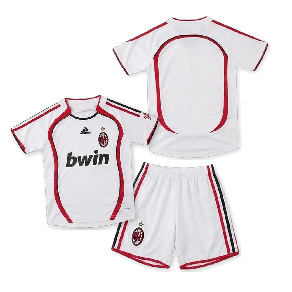 AC Milan Retro Away Kids Football Kit 06/07 Front and Back View