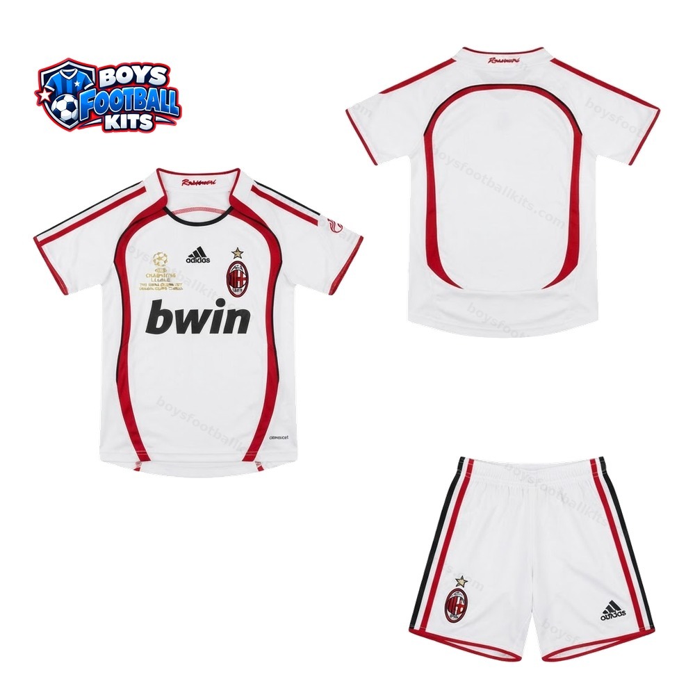 AC Milan Retro Away Kids Football Kit 06/07 Front and Back View