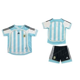 Argentina Retro Home Kids Football Kit 2006