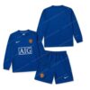 Manchester United Retro Third Long Sleeve Kids Football Kit 08/09 Front and Back View