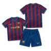 Barcelona Retro Home Kids Football Kit 09/10 Front and Back View