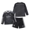 Real Madrid Retro Third Long Sleeve Kids Football Kit 14/15 Front and Back View