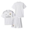 Real Madrid Retro Home Kids Football Kit 15/16 Front and Back View