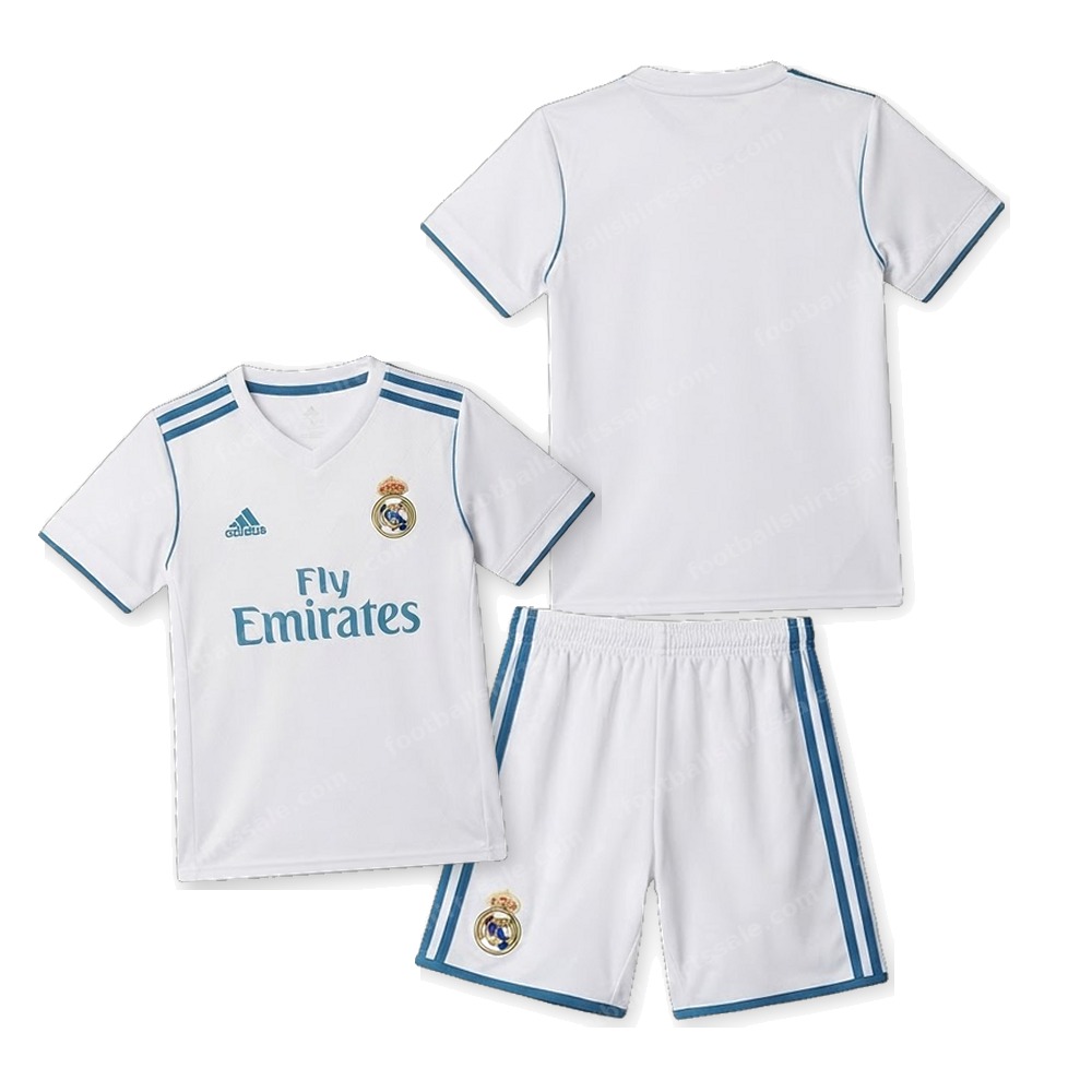 Real Madrid Retro Home Kids Football Kit 17/18 Front and Back View