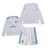 Real Madrid Retro Home Long Sleeve Kids Football Kit 17/18 Front and Back View