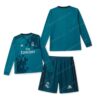 Real Madrid Retro Third Long Sleeve Kids Football Kit 17/18 Front and Back View