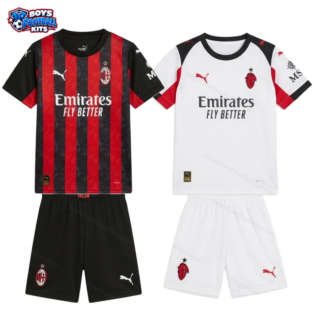 AC Milan Home and Away Gift Pack Kids Football Kits 25/26 - Rafa Leão 10 - 2-Kit Value Bundle