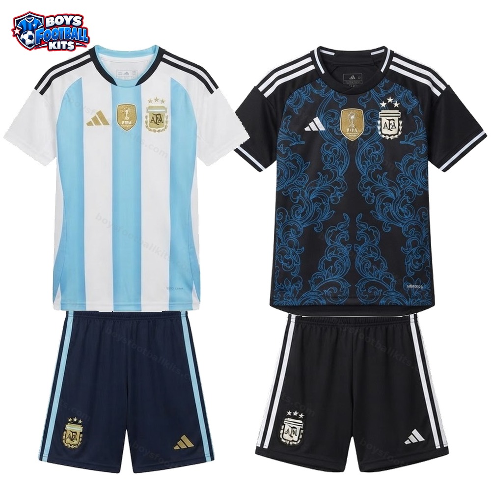 Argentina Home and Away Gift Pack World Cup Kids Football Kits 2026 - 2-Kit Value Bundle