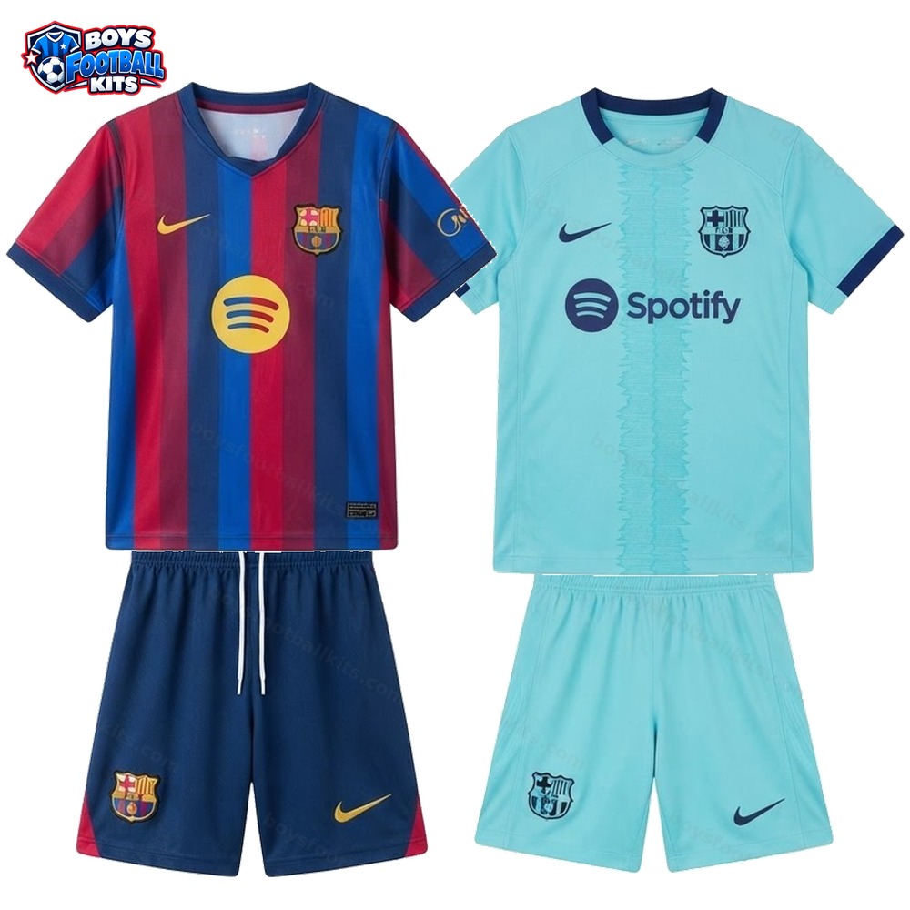 Barcelona Home and Third Gift Pack Kids Football Kits 26/27 - 2-Kit Value Bundle