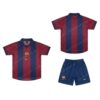 Barcelona Retro Home X Travis Scott Skeleton Kids Football Kit 00/01 Front and Back View