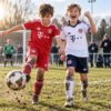 Bayern Munich Home and Away Gift Pack Kids Football Kits 26/27 - boys wearing kids football kits on UK pitch