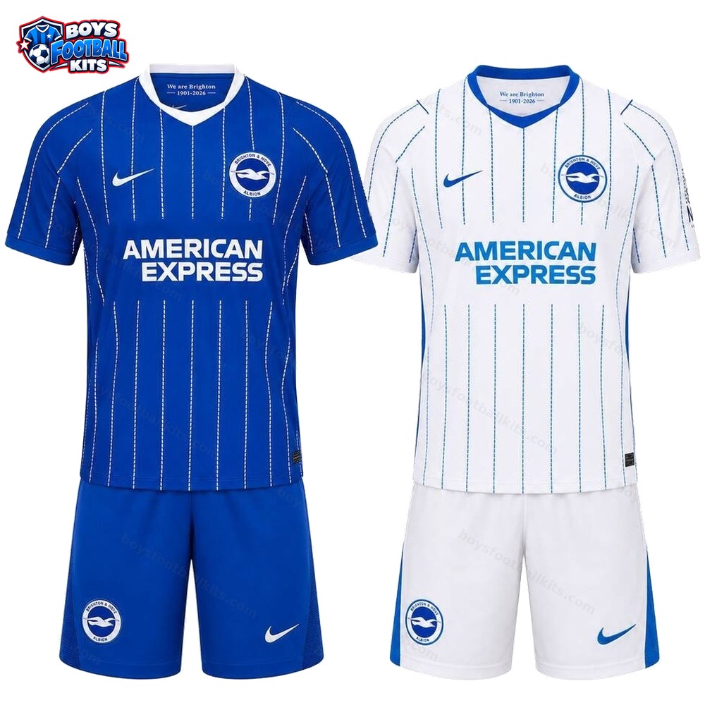Brighton & Hove Albion Home and Away Gift Pack Kids Football Kits 25/26 - 2-Kit Value Bundle
