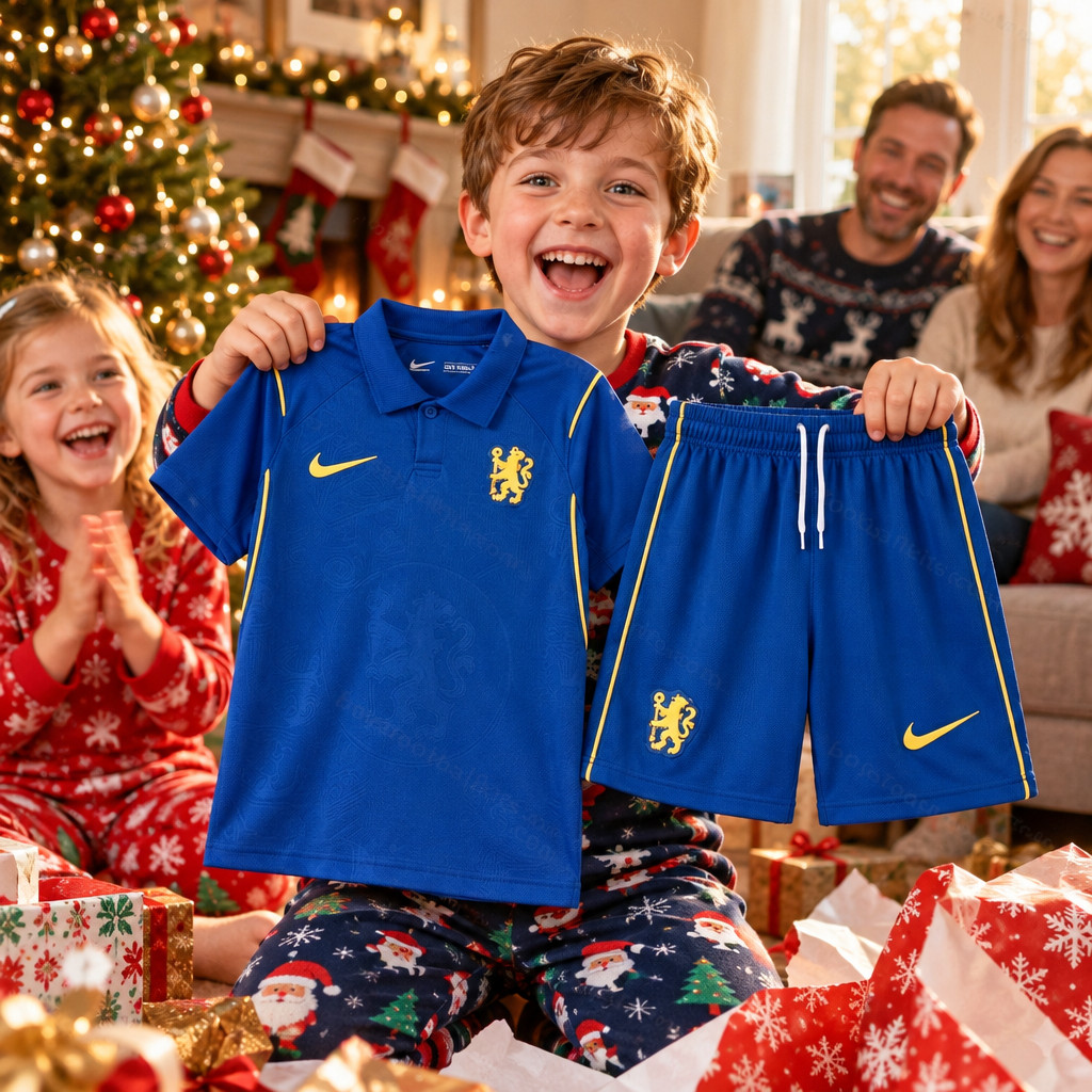 Chelsea Home and Away Gift Pack Kids Football Kits 26/27 - Christmas morning football gift for boys