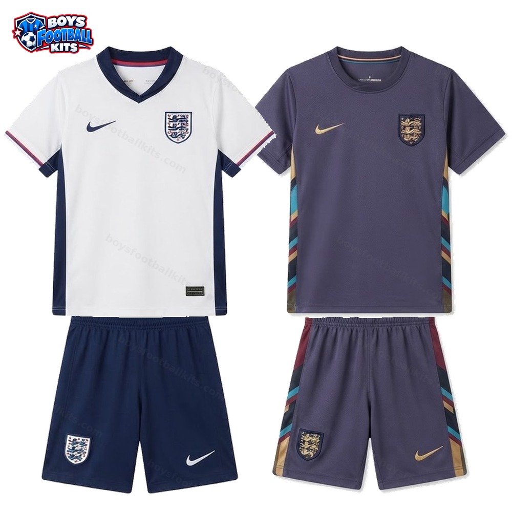 England Home and Away Gift Pack Kids Football Kits 2024 - 2-Kit Value Bundle