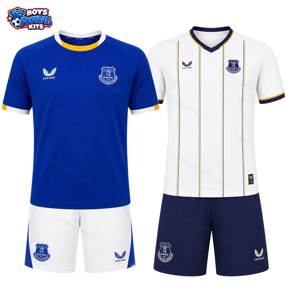 Everton Home and Away Gift Pack Kids Football Kits 25/26 - 2-Kit Value Bundle