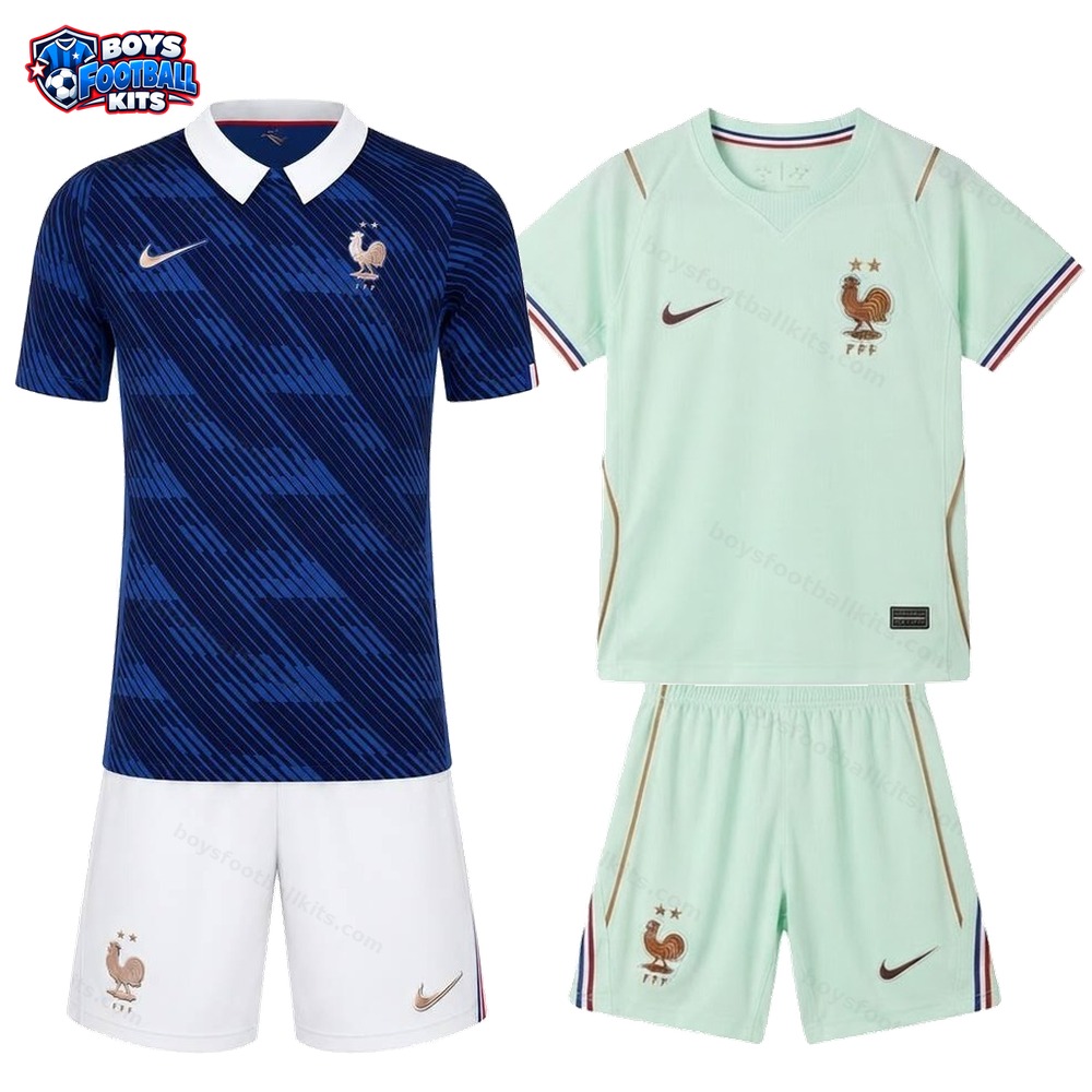 France Home and Away Gift Pack World Cup Kids Football Kits 2026 - Mbappe 10 - 2-Kit Value Bundle