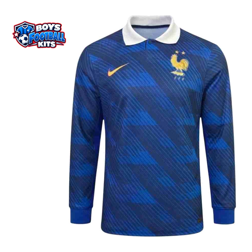 France Home Long Sleeve World Cup Football Shirt 2026 - Front Studio View