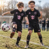 Inter Miami Away and Third Gift Pack Kids Football Kits 26/27 - boys wearing kids football kits on UK pitch