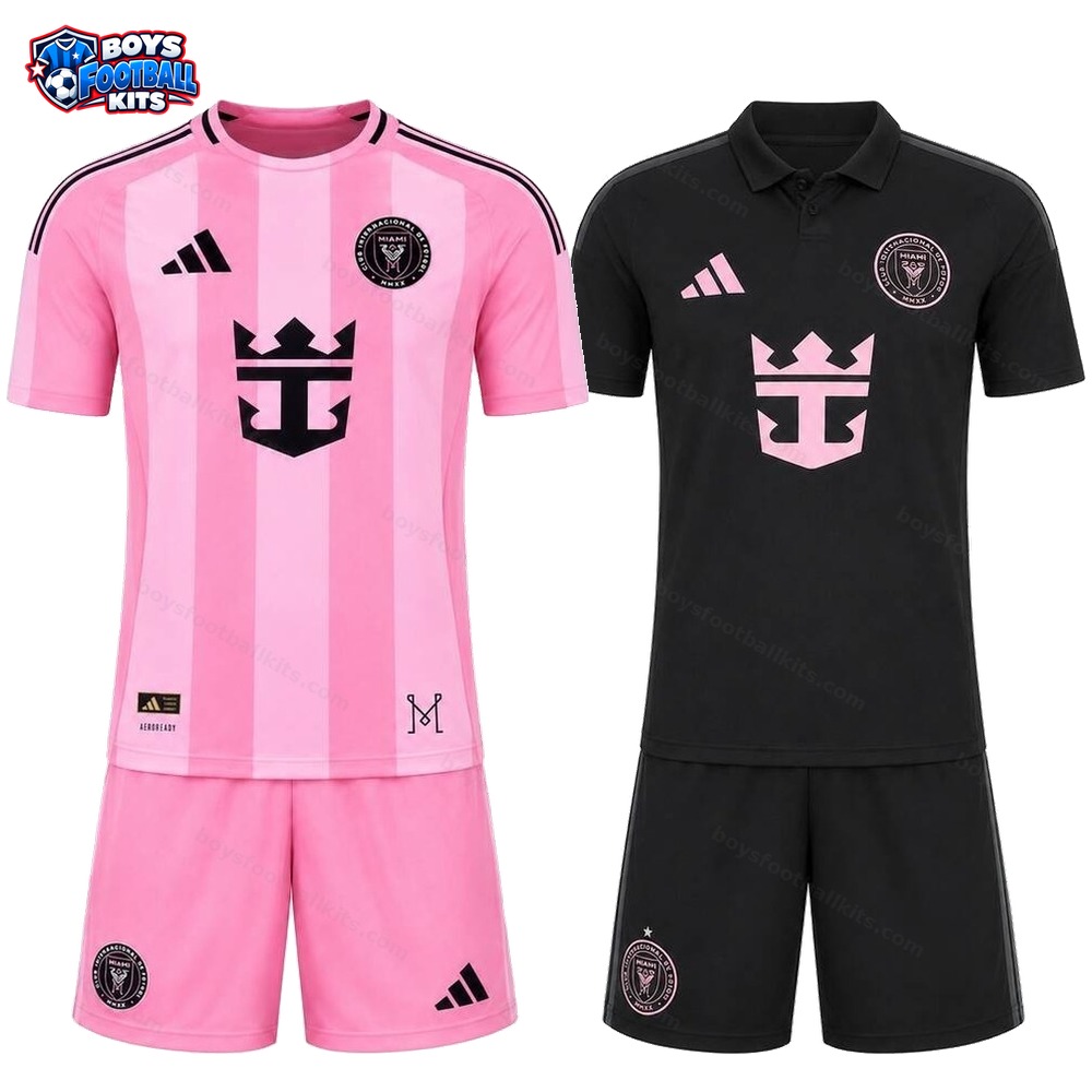 Inter Miami Home and Away Gift Pack Kids Football Kits 25/26 - Messi 10 - 2-Kit Value Bundle