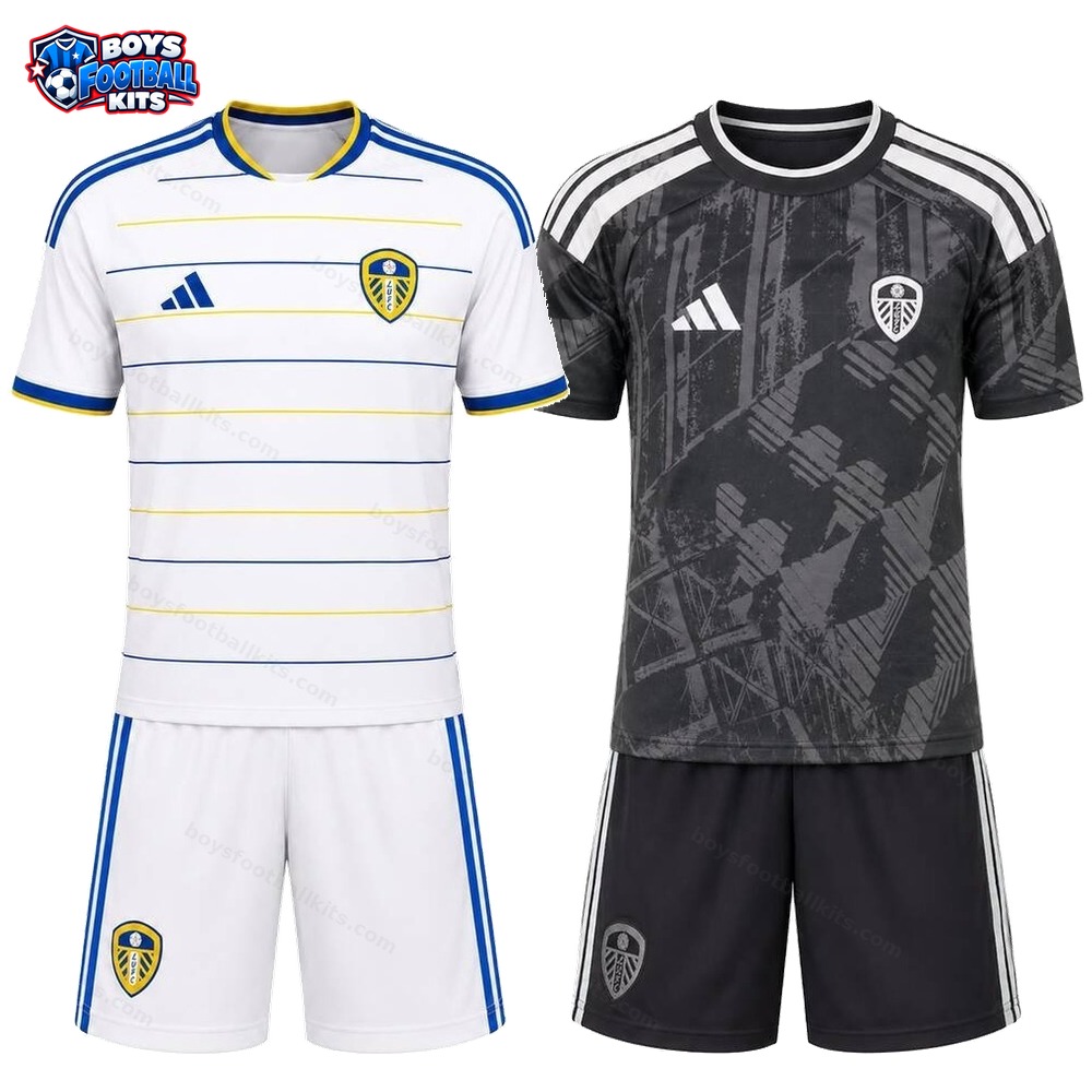 Leeds United Home and Third Gift Pack Kids Football Kits 25/26 - 2-Kit Value Bundle