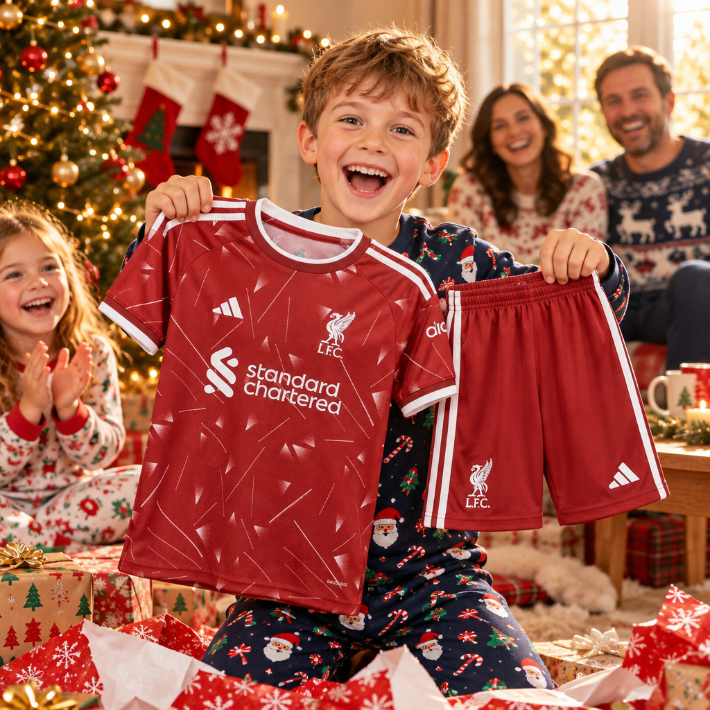 Liverpool Home and Third Gift Pack Kids Football Kits 26/27 - Christmas morning football gift for boys