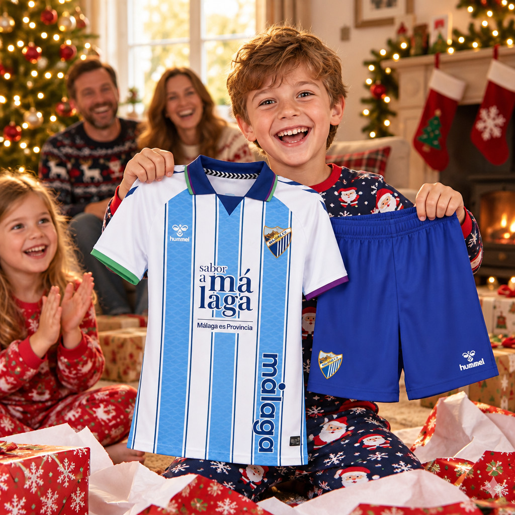 Malaga CF Home and Away Gift Pack Kids Football Kits 26/27 - Christmas morning football gift for boys