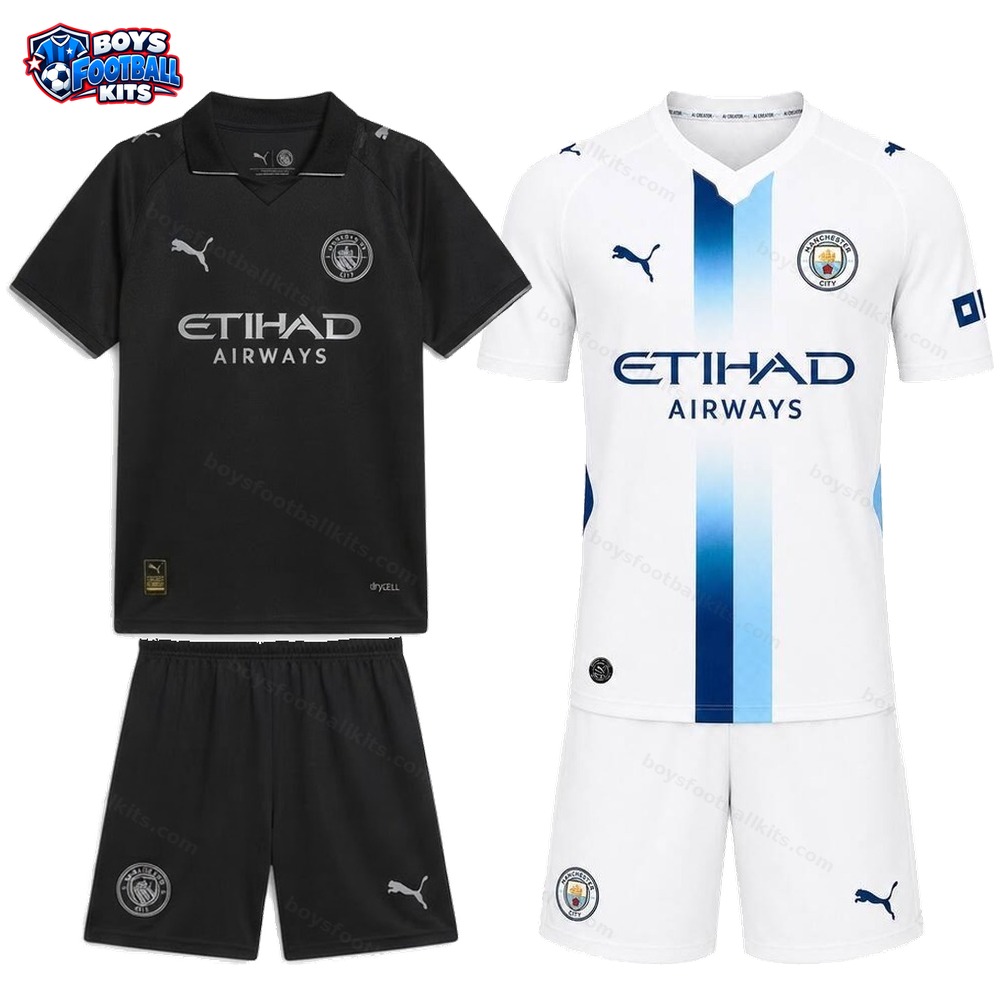 Manchester City Away and Third Gift Pack Kids Football Kits 25/26 - 2-Kit Value Bundle