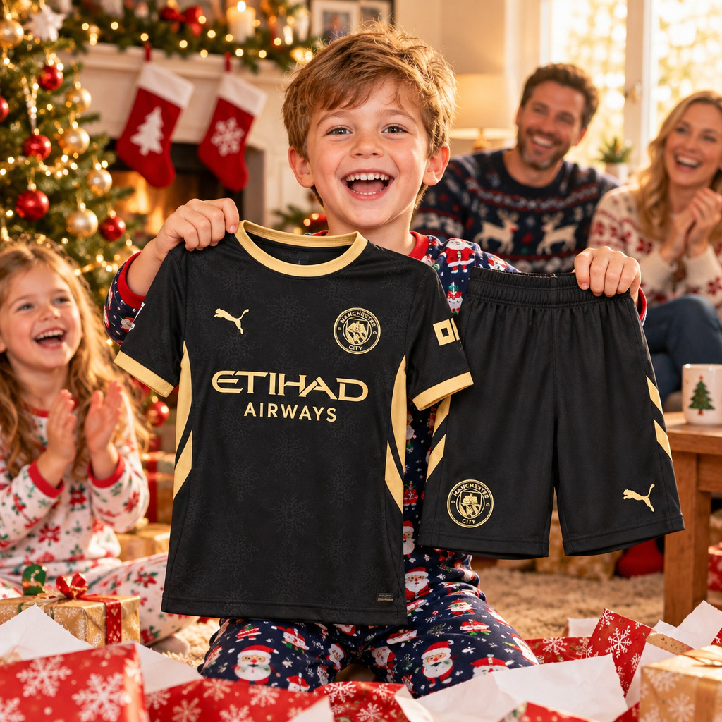 Manchester City Away and Third Gift Pack Kids Football Kits 26/27 - Christmas morning football gift for boys