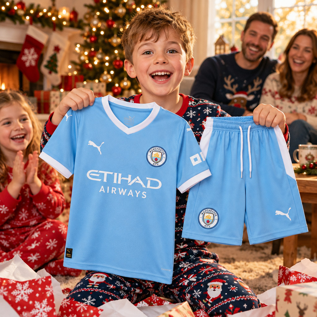 Manchester City Home and Away Gift Pack Kids Football Kits 26/27 - Christmas morning football gift for boys