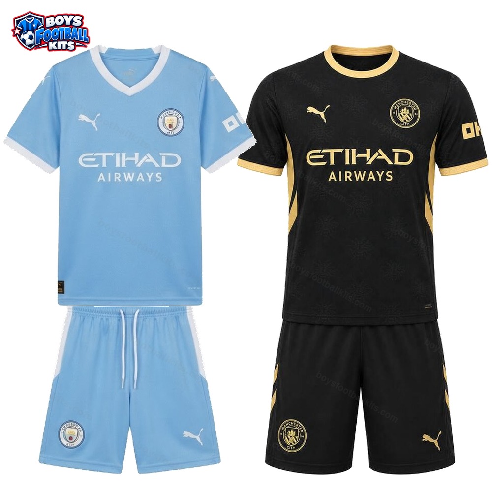 Manchester City Home and Away Gift Pack Kids Football Kits 26/27 - 2-Kit Value Bundle