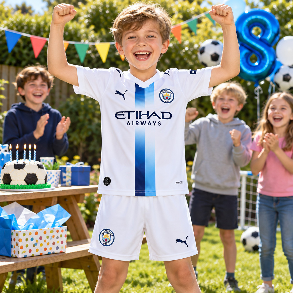 Manchester City Home and Third Gift Pack Kids Football Kits 26/27 - boys birthday party kids football kit gift