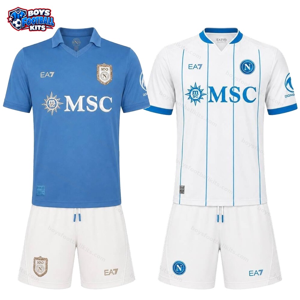 Napoli Home and Away Gift Pack Kids Football Kits 25/26 - 2-Kit Value Bundle