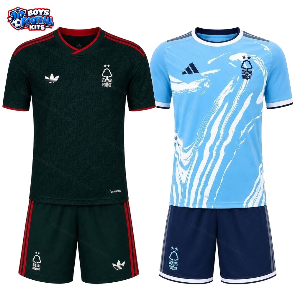 Nottingham Forest Away and Third Gift Pack Kids Football Kits 25/26 - 2-Kit Value Bundle