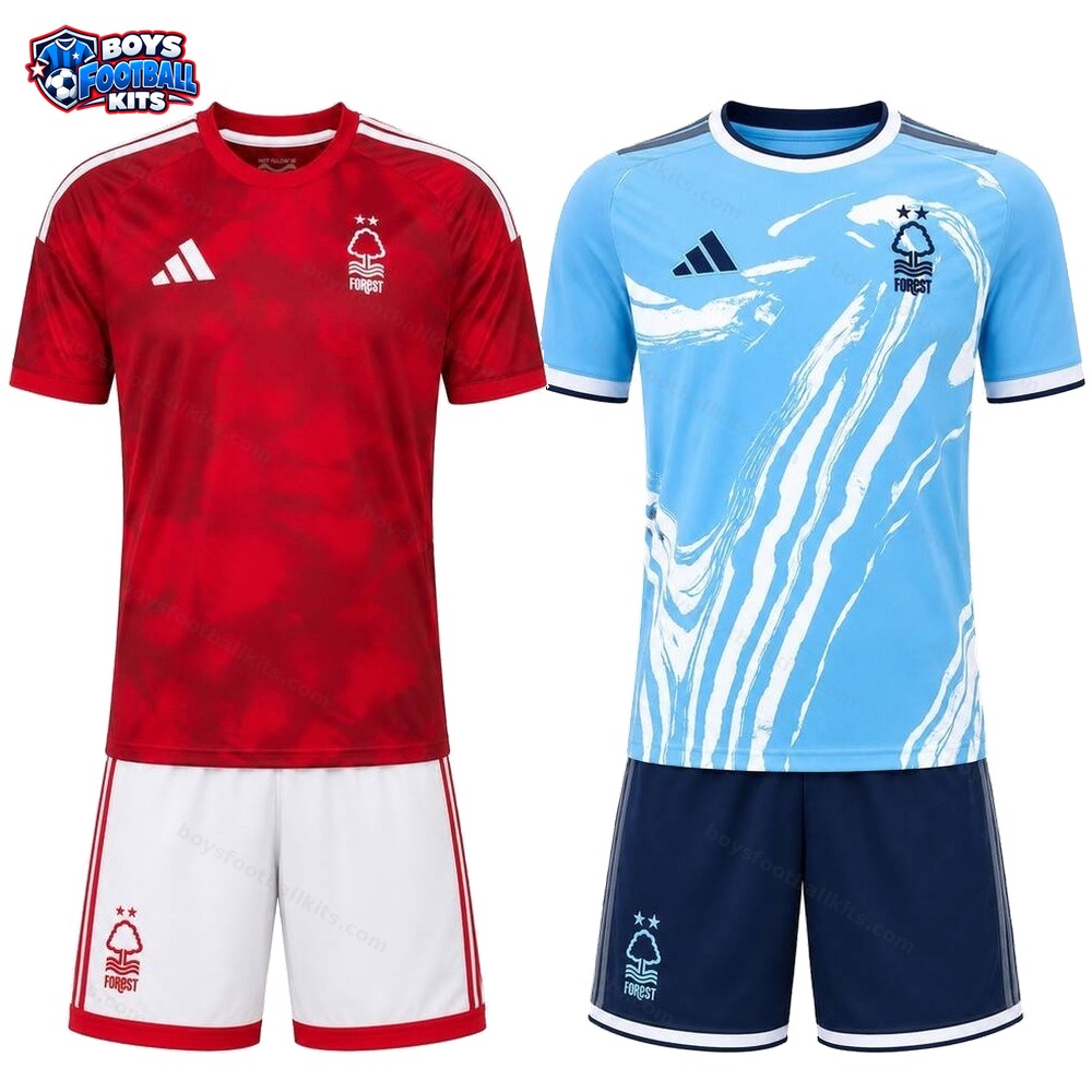Nottingham Forest Home and Third Gift Pack Kids Football Kits 25/26 - 2-Kit Value Bundle