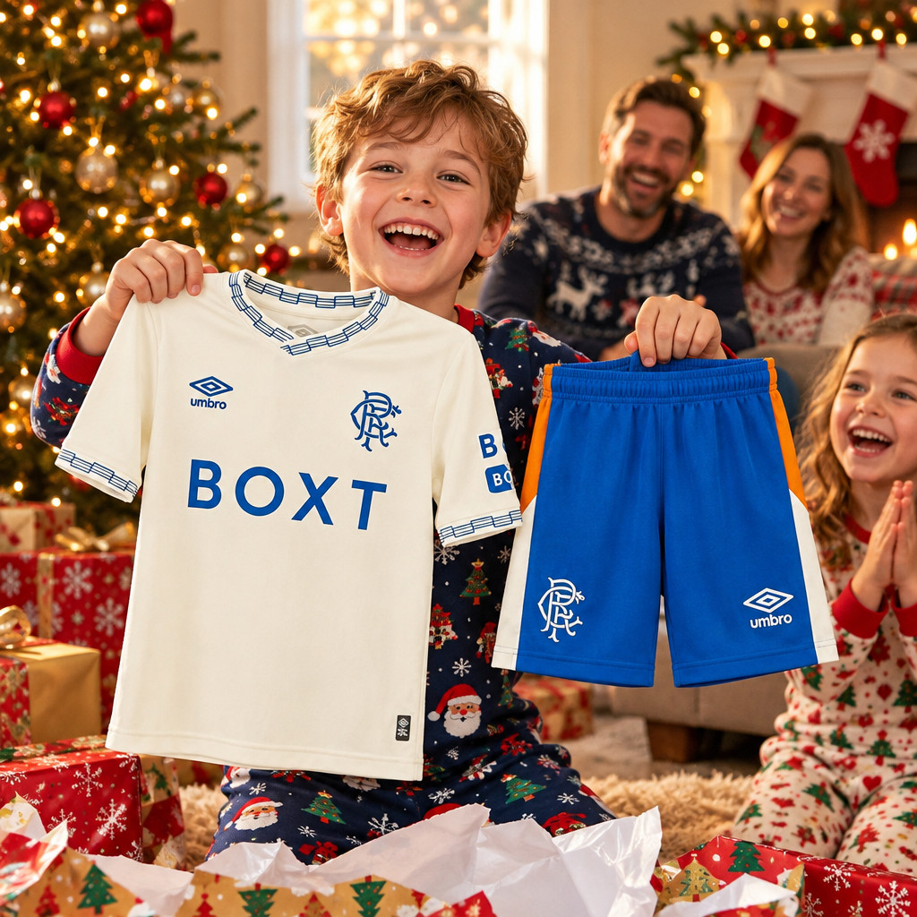 Rangers Away and Third Gift Pack Kids Football Kits 26/27 - Christmas morning football gift for boys