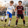 Rangers Away and Third Gift Pack Kids Football Kits 26/27 - boys wearing kids football kits on UK pitch