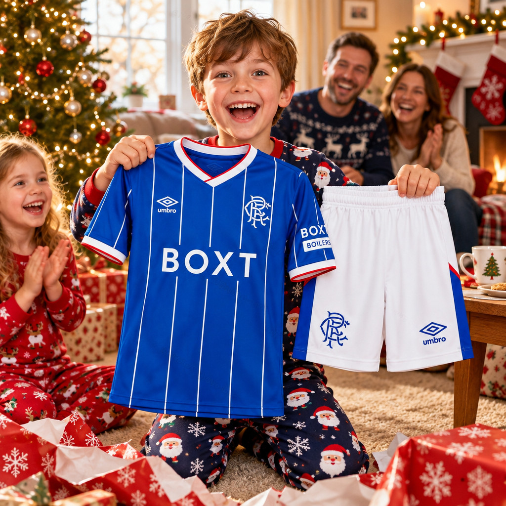 Rangers Home and Away Gift Pack Kids Football Kits 26/27 - Christmas morning football gift for boys