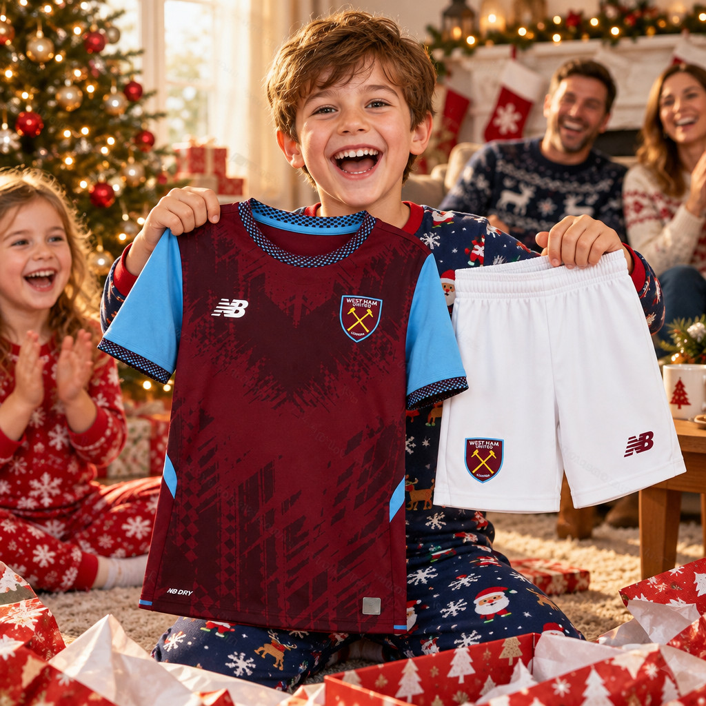 West Ham United Home and Third Gift Pack Kids Football Kits 26/27 - Christmas morning football gift for boys